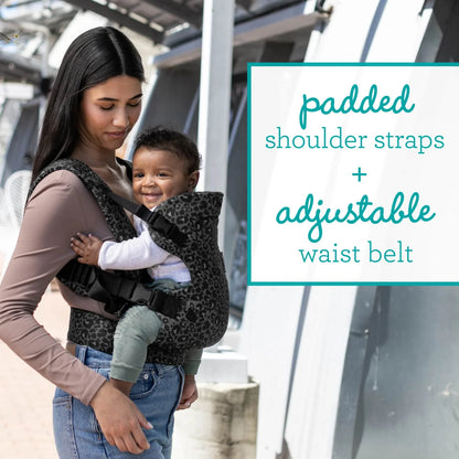 4-in-1 Convertible Baby Carrier - Unisex Multi-Position Design for Infants (0+ Months, 8-32 lbs) in Black and Gray Leopard Print