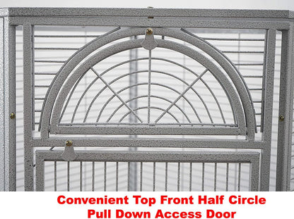 64" Extra Large Corner Flight Bird Parrot Cage for Cockatiel Parakeet Budgies Parrot with around Metal Seed Skirts, Tight 1/2-Inch Bar Spacing (Blackvein)