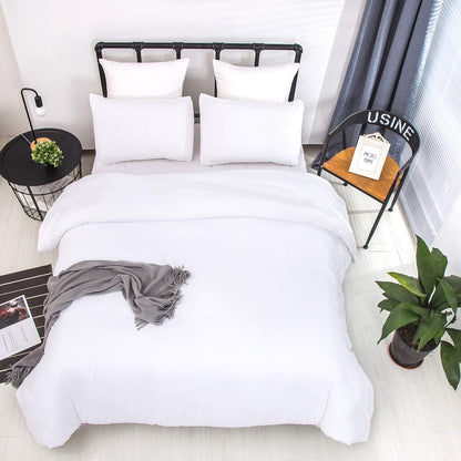 Queen Size 3-Piece White Comforter Set with Two Pillowcases - All-Season Soft Bedding Collection