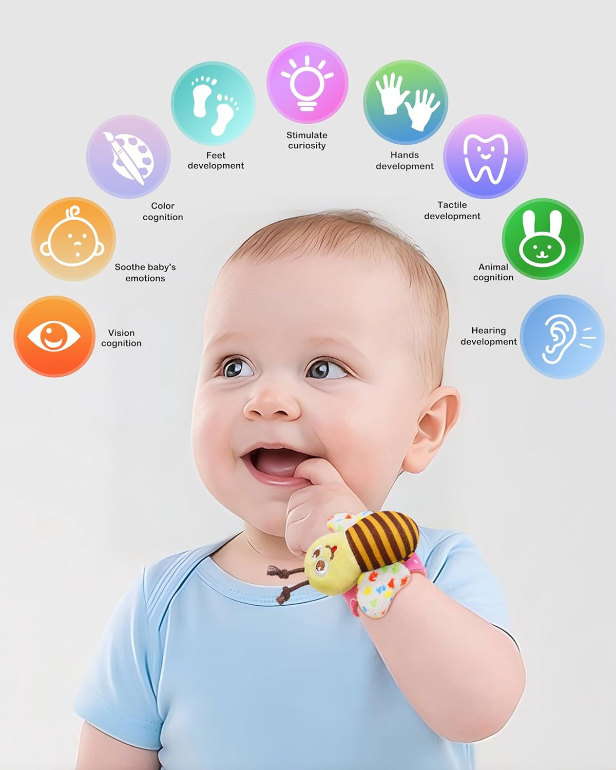 Infant Wrist Rattle Socks and Foot Finder Set - Developmental Toys for Babies 0-36 Months, Ideal Newborn Gift Set in Red Gift Box