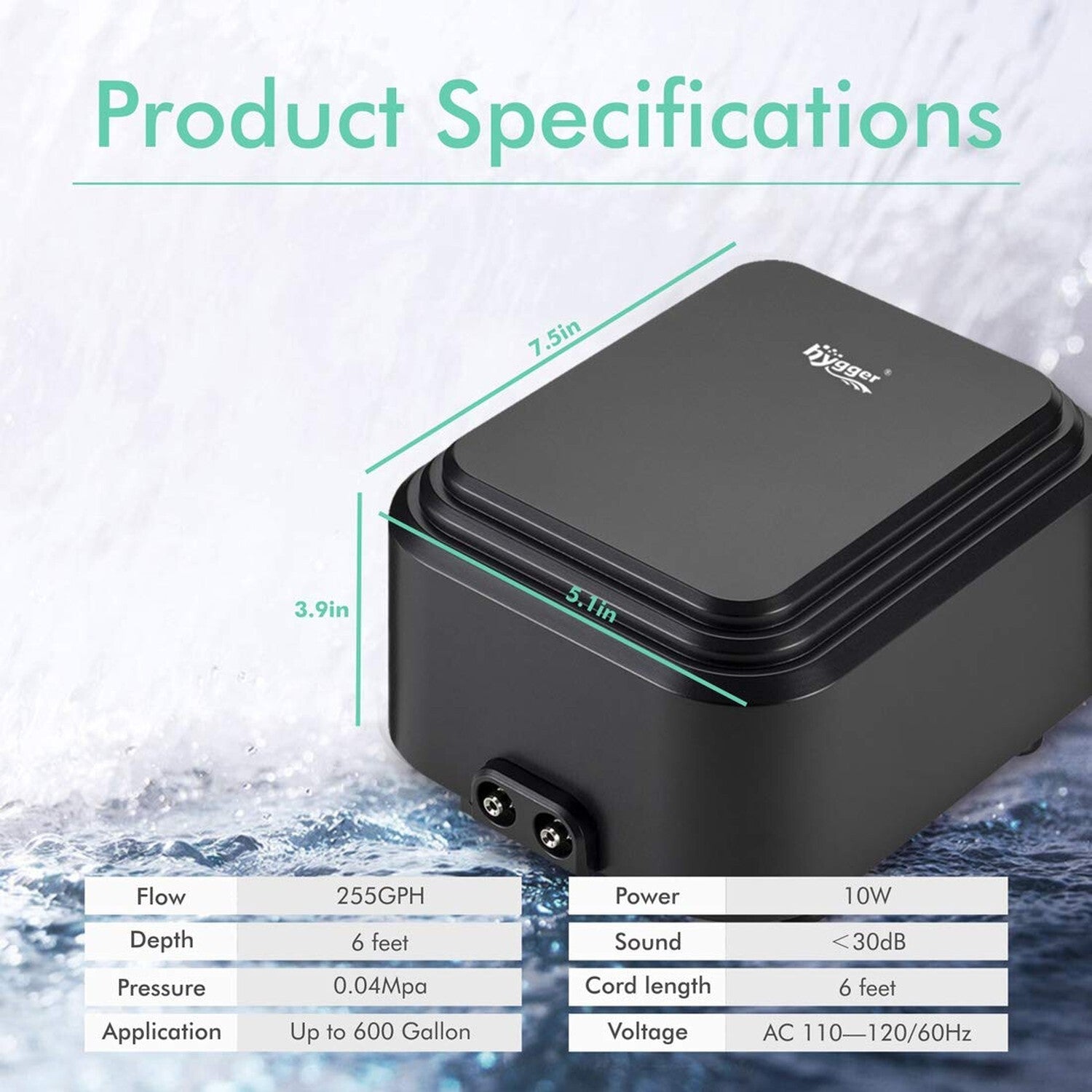 Hygger Quietest Aquarium Air Pump, Adjustable Oxygen Pump 2 Air Outlets Ultra...