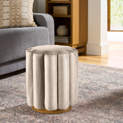 Lillian Beige Velvet Tufted Ottoman
