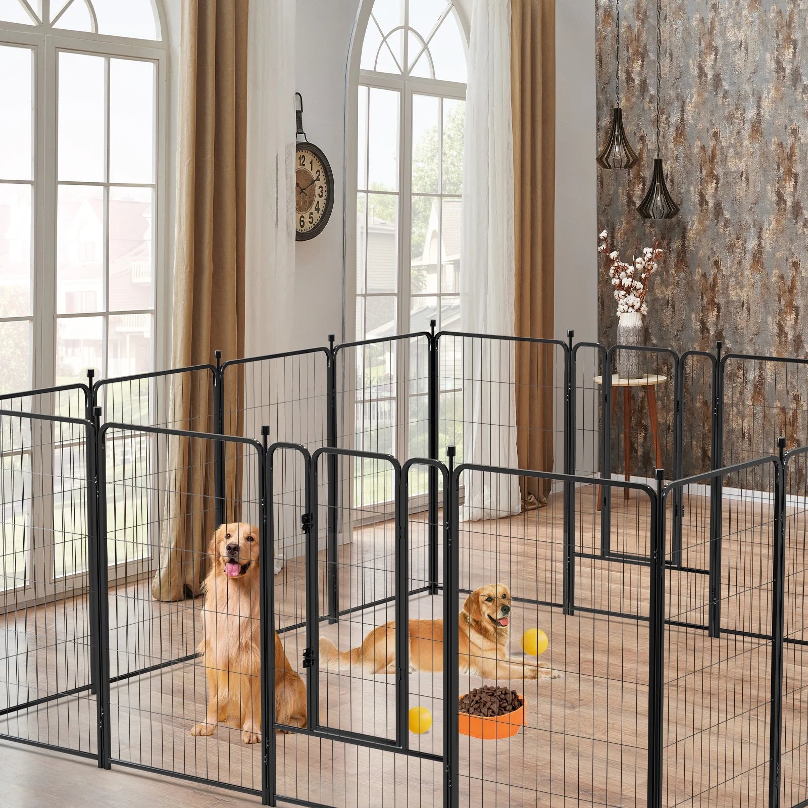 45″ Tall 16 Panels Heavy Duty Metal Dog Playpen for Exercise Outdoor Indoor Fence, Black