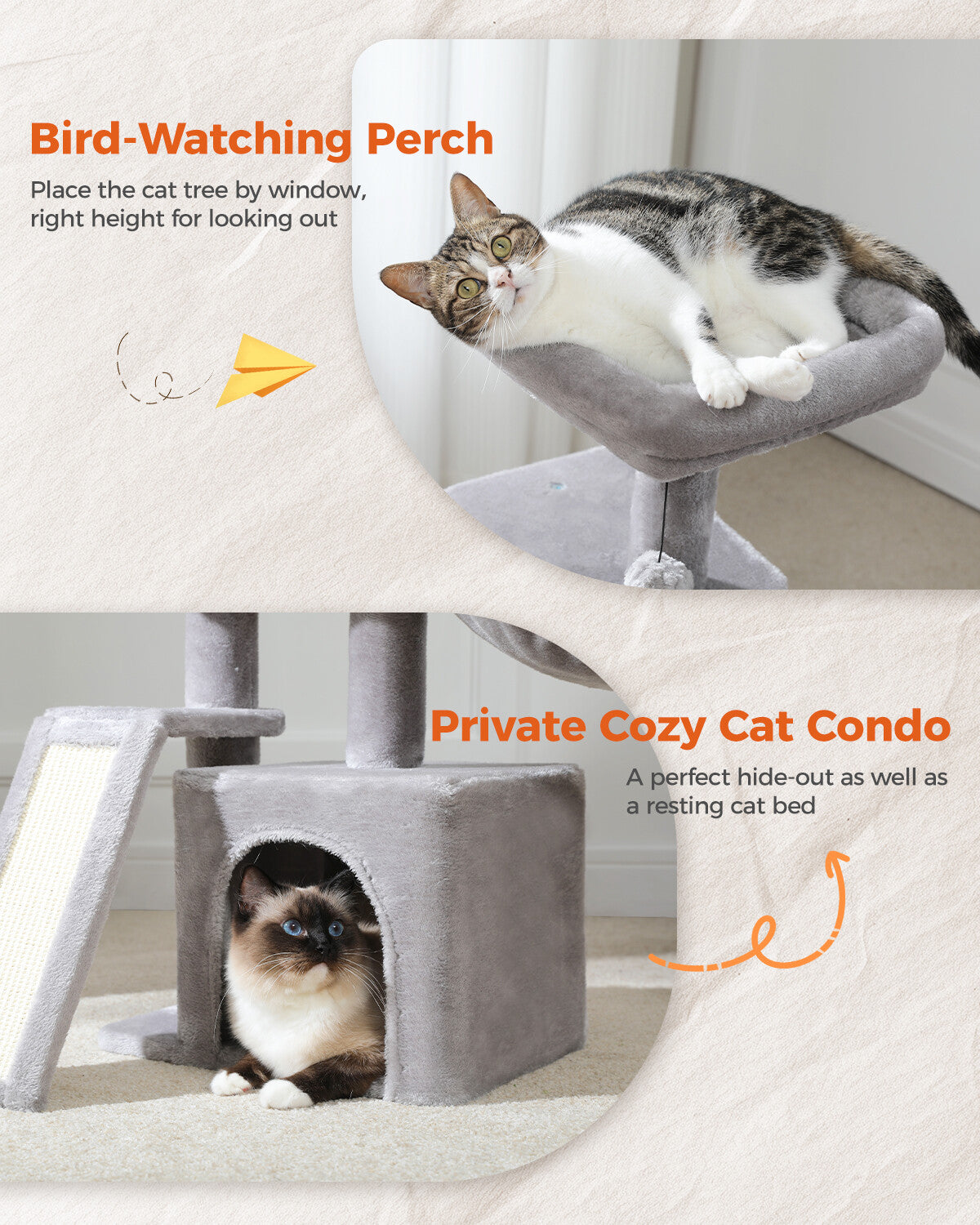 PAWZ Road Compact Cat Tree Tower with Scratching Post and Board for Kittens
