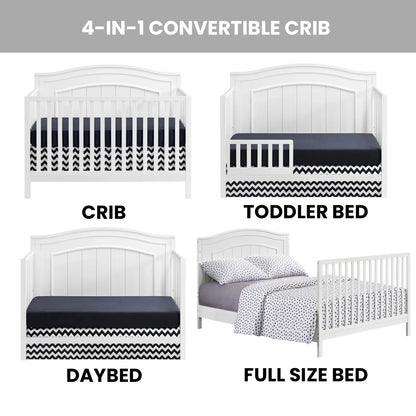 North Bay 4-in-1 Convertible Crib in Snow White - GREENGUARD Gold Certified Wood Construction