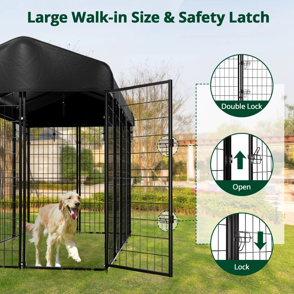 Pawgiant Oversized Large Dog Kennel Outdoor Anti-Uv Dog Playpen House Fence Pet Crate US