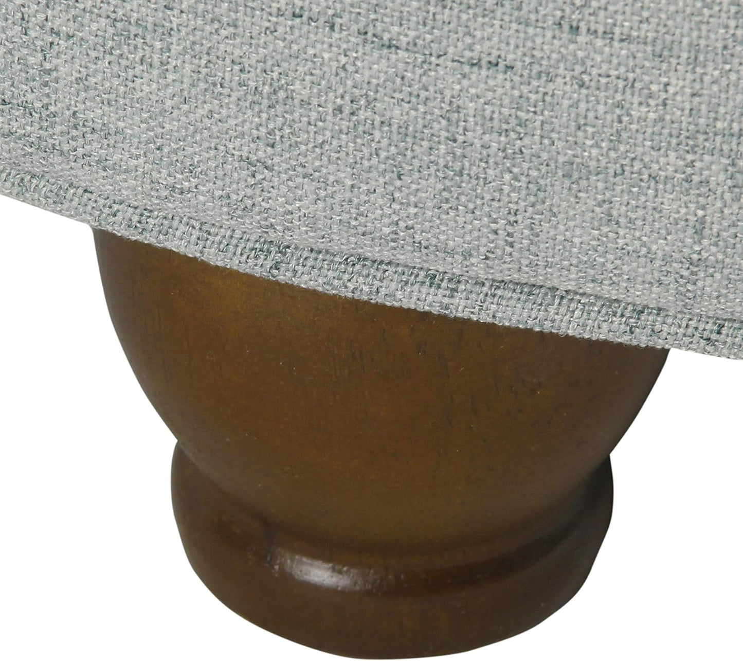 Button-Tufted Round Woven Storage Ottoman in Light Blue for Living Room and Bedroom