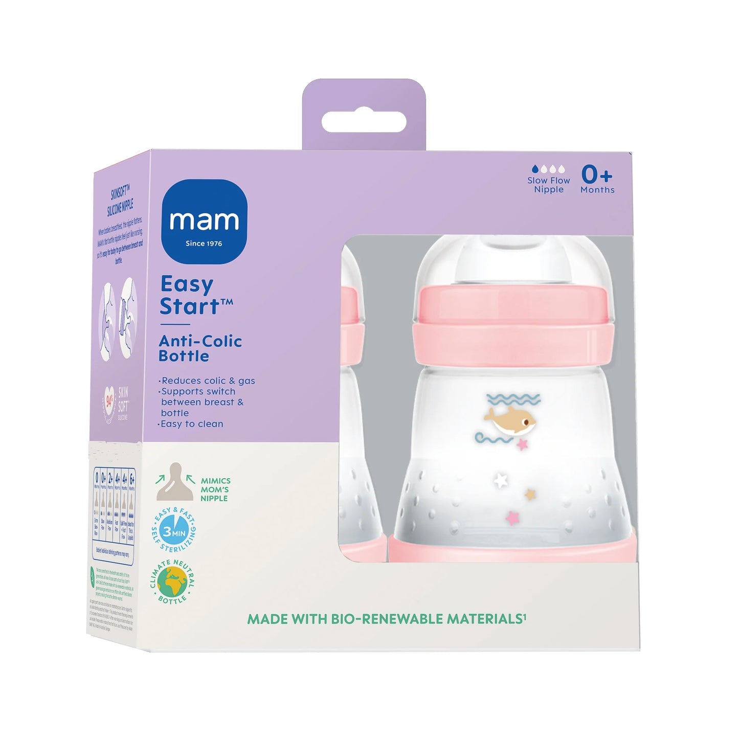 Matte Anti-Colic Baby Bottle Set, 5 oz, Pack of 2 for Girls