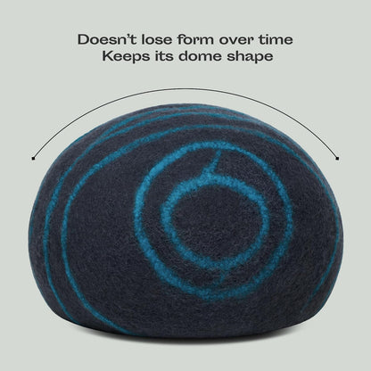 Cat Cave – Premium Felt Cat Bed for Indoor Cats, Handmade Merino Wool (Black Aqua, Large)