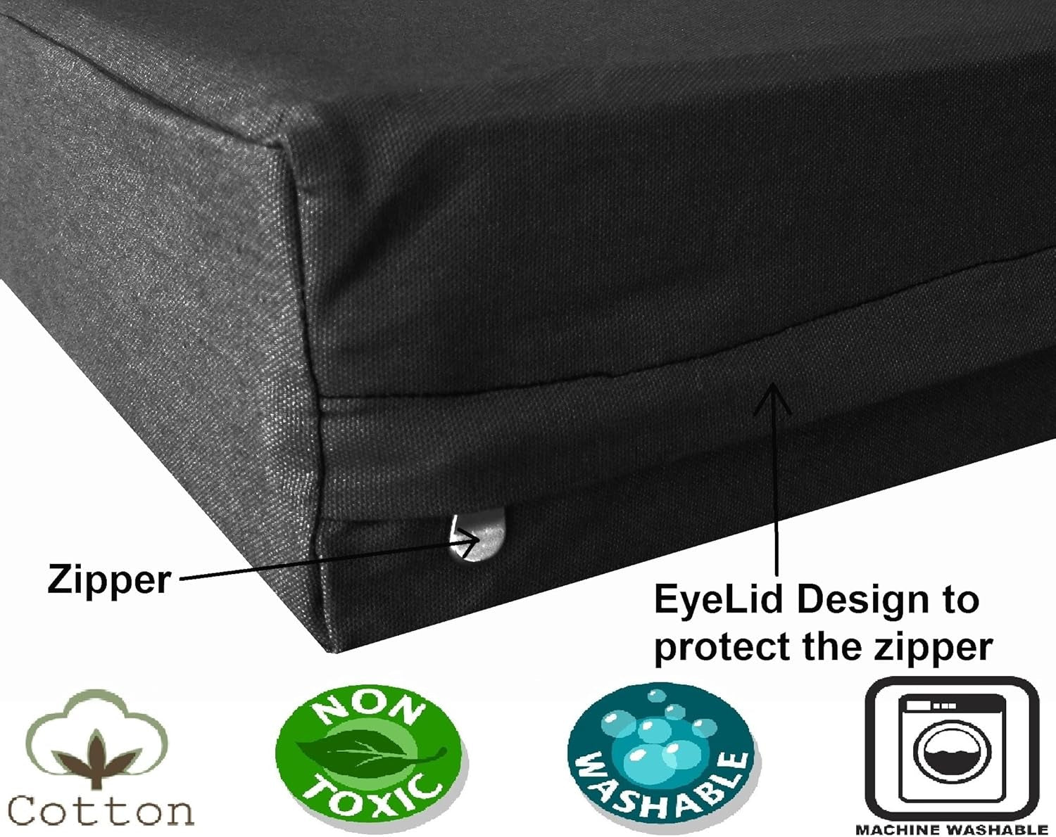 Orthopedic Gel Infused Memory Foam Dog Bed, Waterproof Liner with Durable Washable Black Canvas Cover, 37X27X4 Inch