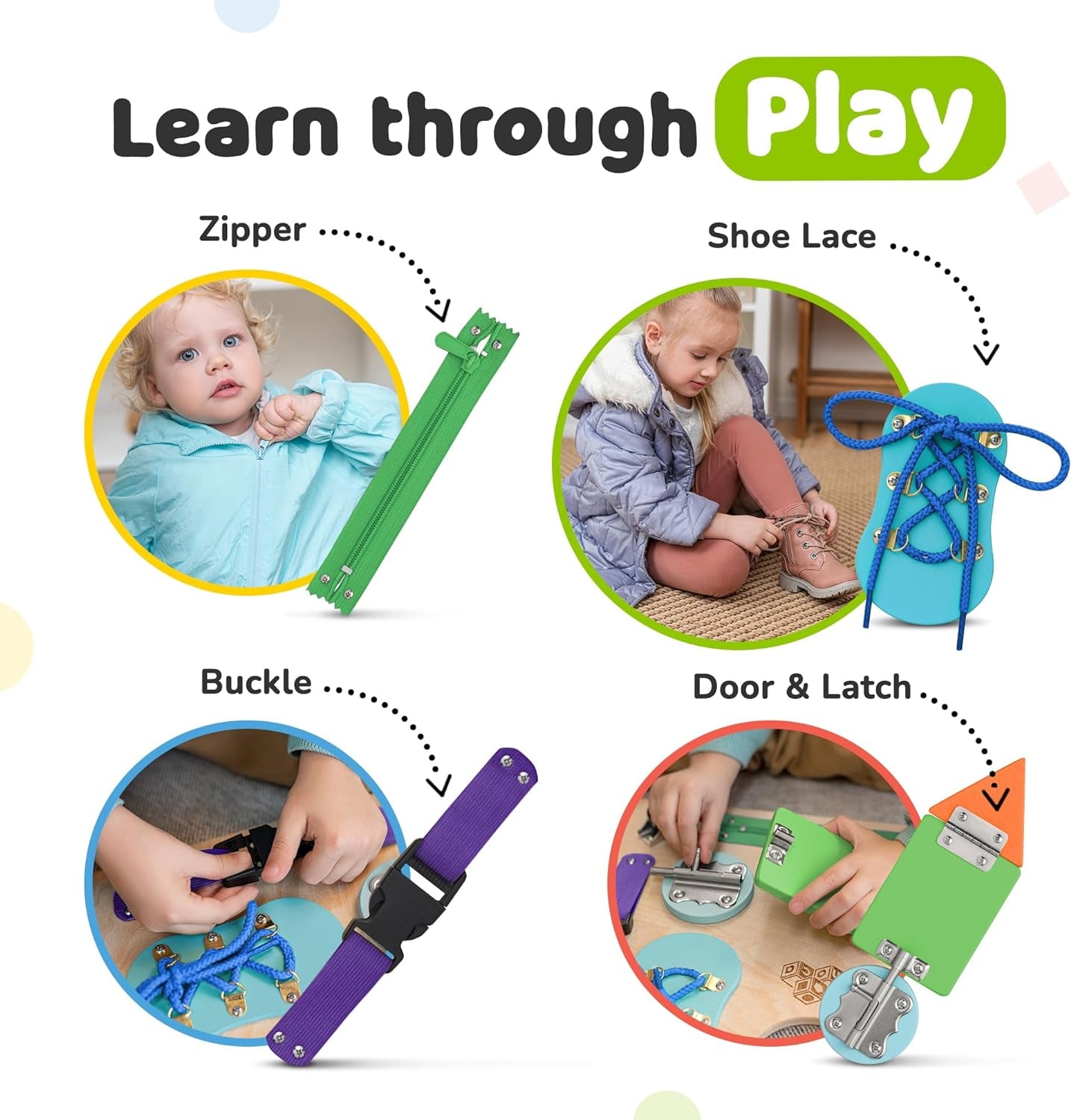 Premium Wooden Sensory Busy Board for Toddlers Aged 1-3, Featuring 10 Educational Activities to Enhance Fine Motor Skills and Ideal for Travel