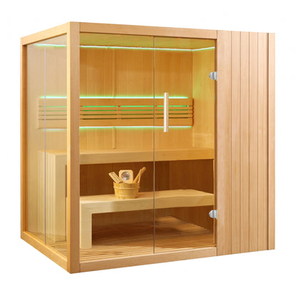 Canadian Hemlock Indoor Wet-Dry Sauna for 4-6 Persons with 4.5 kW UL Certified Heater