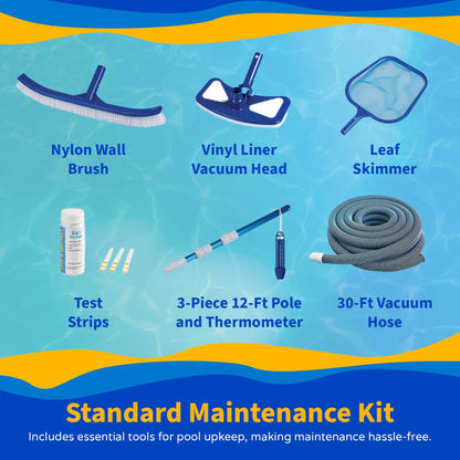 Riviera 27-Foot Round Metal Wall Swimming Pool Package with 54-Inch Depth and 8-Inch Top Rail