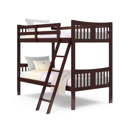 Caribou Twin over Twin Bunk Bed in Espresso - GREENGUARD Gold Certified, Convertible to Two Individual Twin Beds for Children