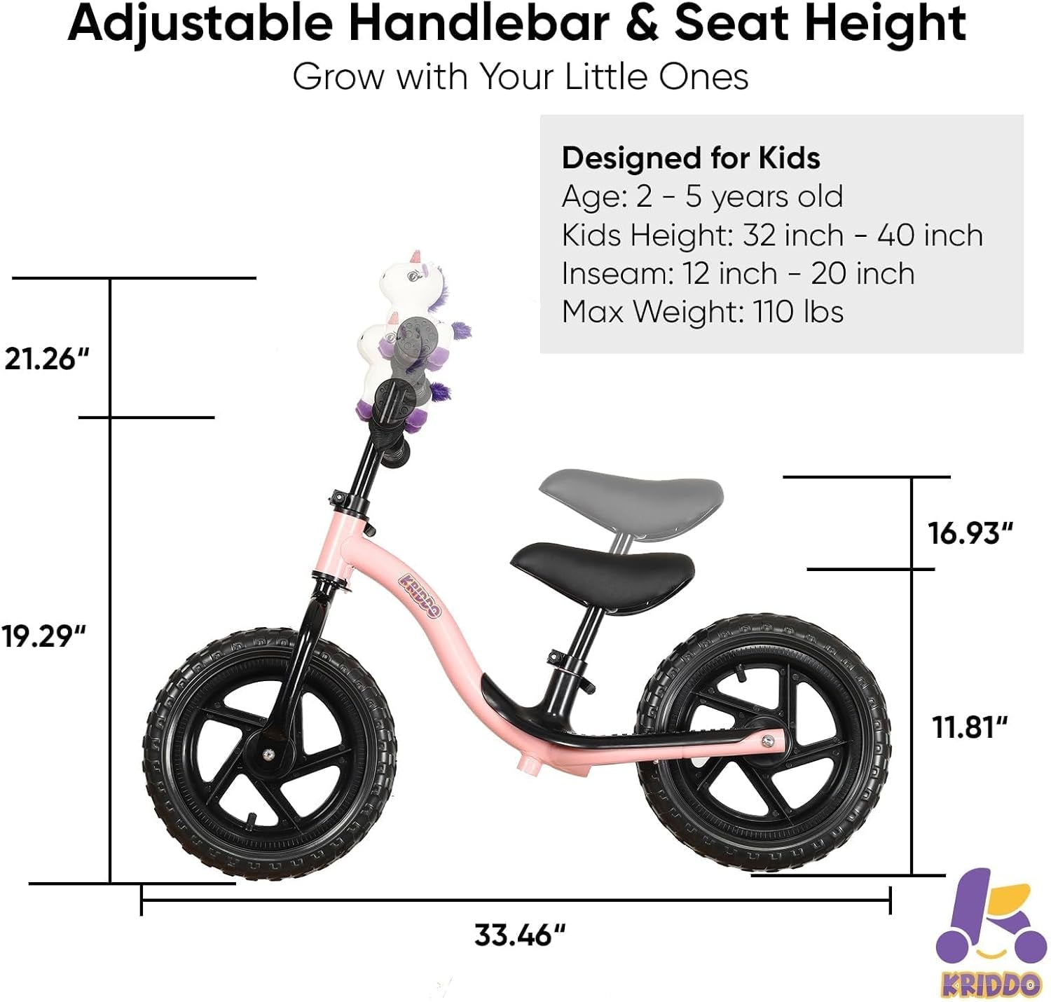 Toddler Balance Bike for Ages 2 to 5, Interactive Push Bicycle for Early Learning with Steady Balancing, Ideal Gift for Boys and Girls, Pink