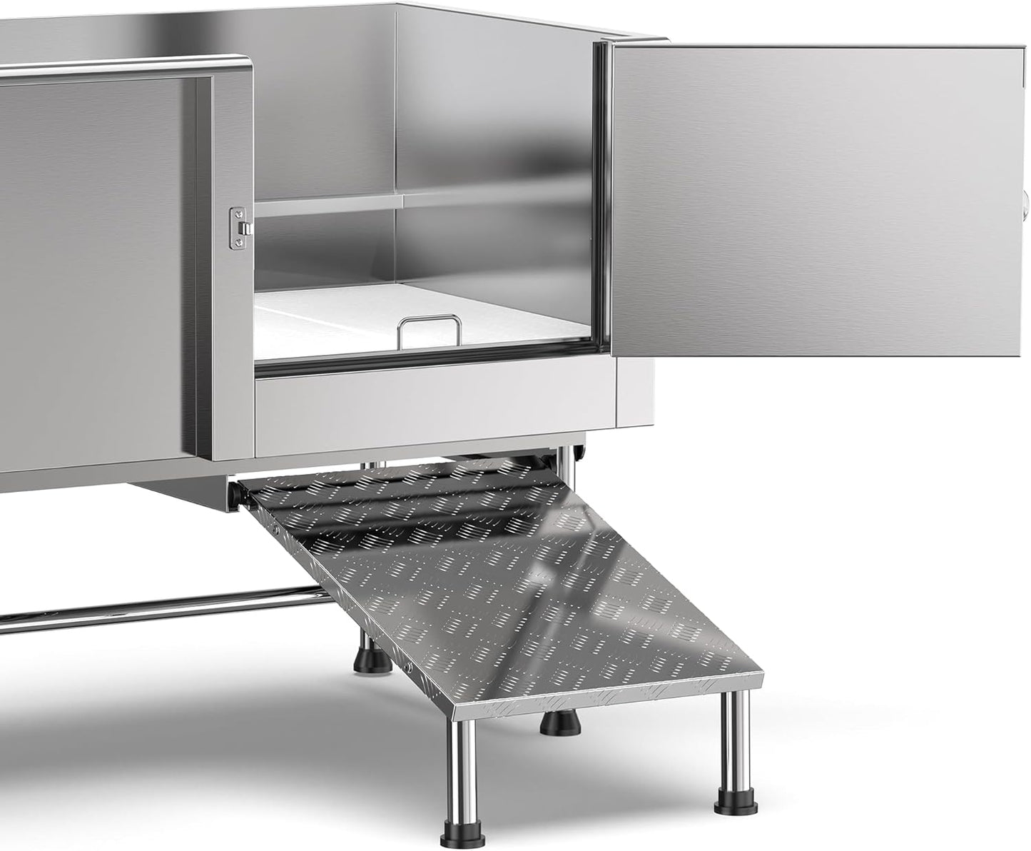 62-Inch Stainless Steel Pet Bathing Tub with Faucet (Right Door/Left Drain) - Dimensions: 62" x 27" x 58