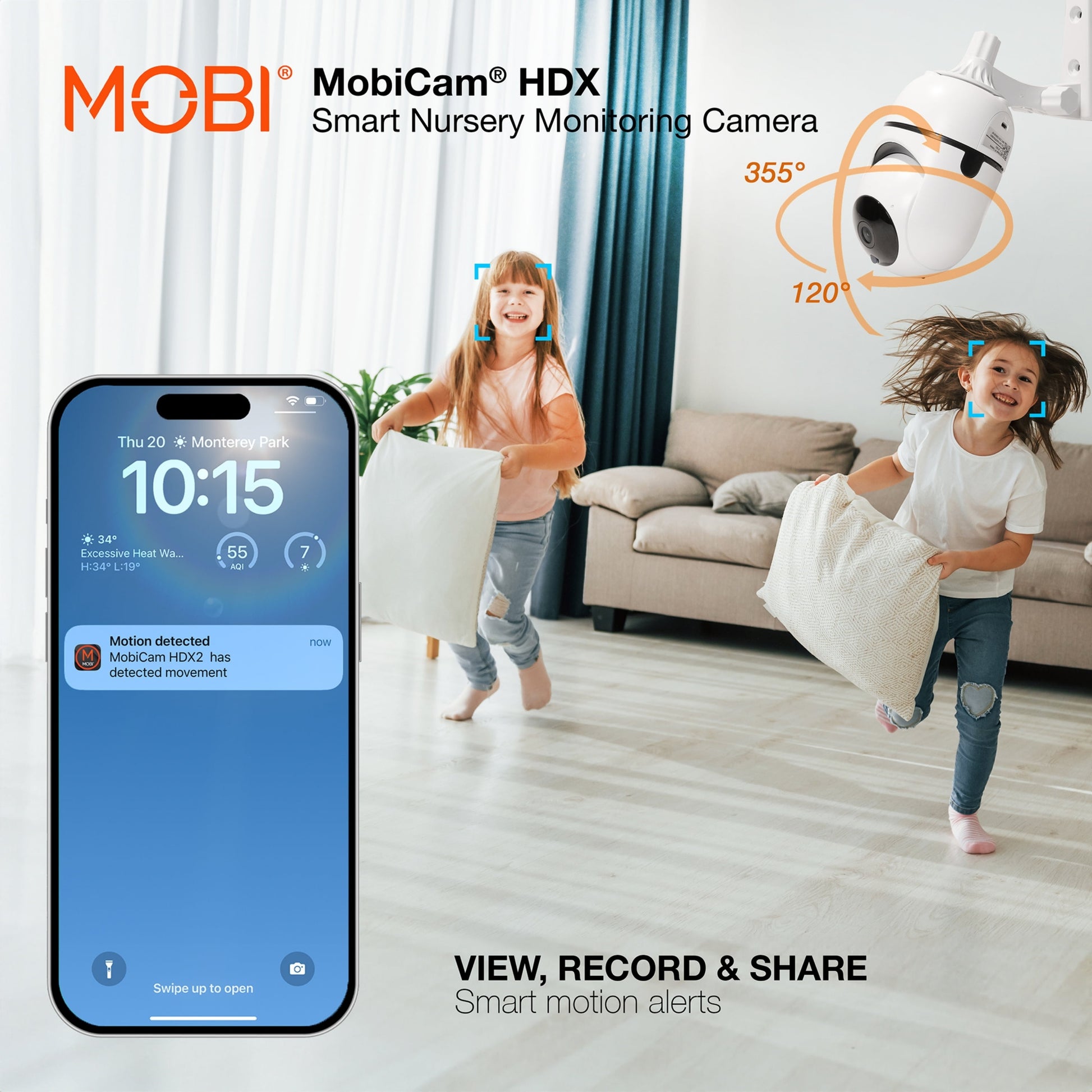 HDX Wi-Fi Pan & Tilt Smart Nursery Camera with Full HD Video, Night Vision, Motion Detection, Two-Way Audio, Remote Viewing, and Recording via Free App
