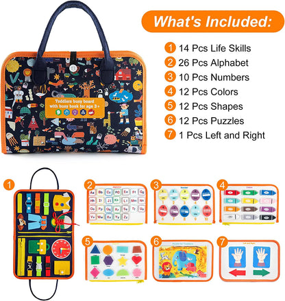 Montessori-Inspired Educational Busy Board for Toddlers Aged 2-4, Ideal for Preschool Learning for Both Boys and Girls
