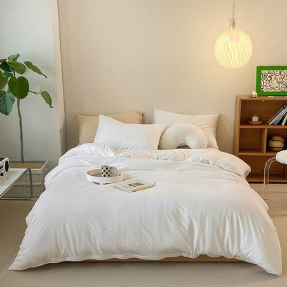 Queen Size 3-Piece White Comforter Set with Two Pillowcases - All-Season Soft Bedding Collection