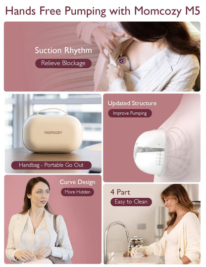 M5 Hands-Free Electric Breast Pump Set - 24mm, Pink, Pack of 2