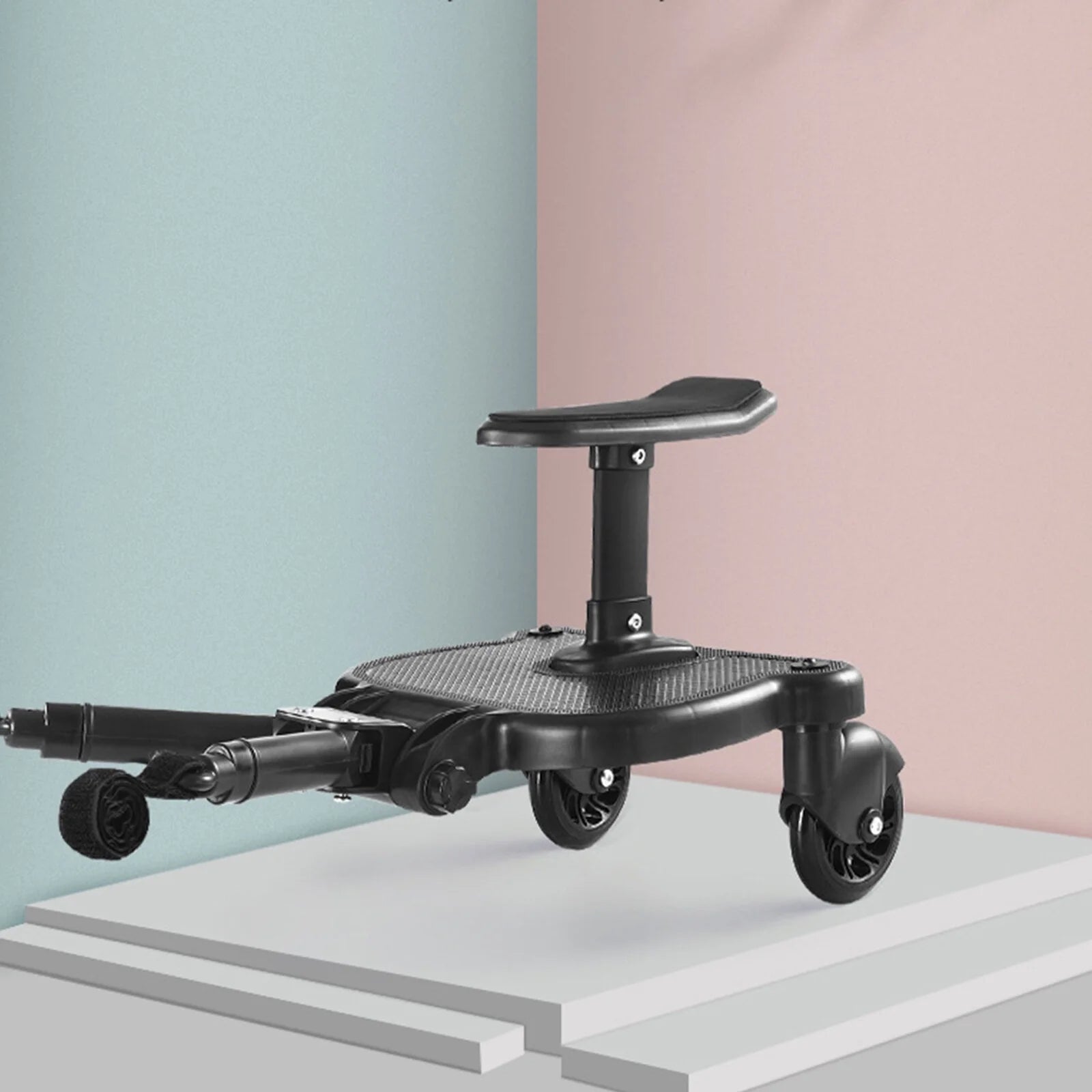 Universal Stroller Board 2-in-1 Ride Board with Seat and Auxiliary Pedal Adapter for Pushchairs - Anti-Slip Design and 55 lbs Load Capacity