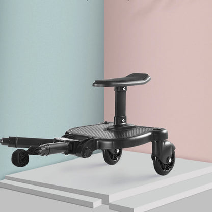 Universal Stroller Board 2-in-1 Ride Board with Seat and Auxiliary Pedal Adapter for Pushchairs - Anti-Slip Design and 55 lbs Load Capacity