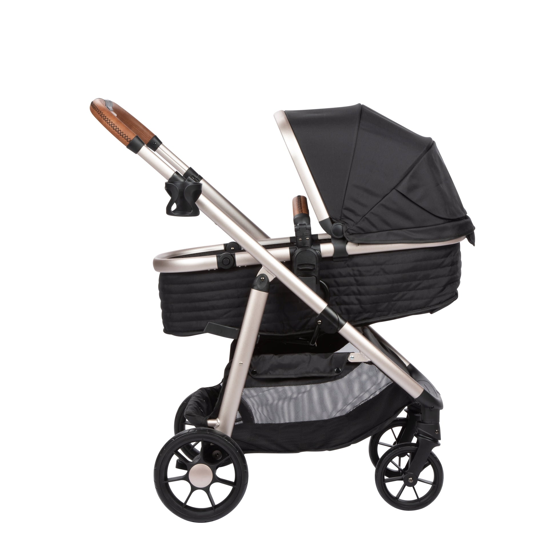 6-in-1 Modular Travel System for Infants and Toddlers in Black and Gold, Unisex Design