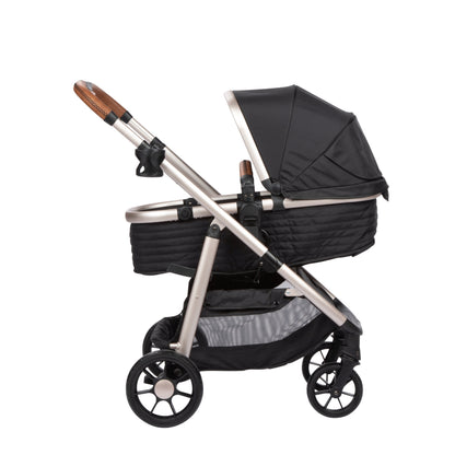 6-in-1 Modular Travel System for Infants and Toddlers in Black and Gold, Unisex Design