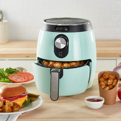 Deluxe Air Fryer -Has Aircrisp® Technology - Adjustable Temperature Control & Auto Shut-Off Feature - Compact Nonstick Basket - 3 Quarts - Aqua