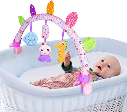 Travel Arch Bassinet Toy Bar for Infants - Versatile Hanging Activity Toys for Strollers, Cribs, and Prams in Purple