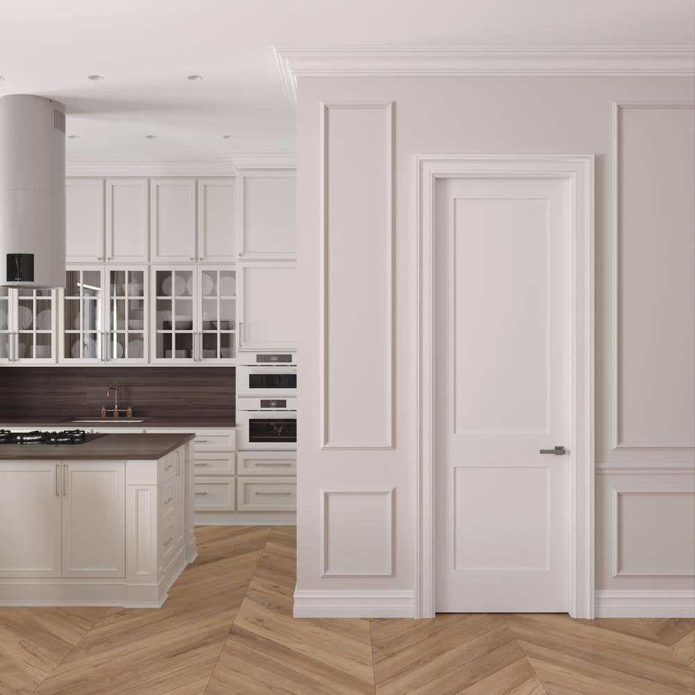 18 In. X 80 In. Right-Handed Solid Core White Primed Composite Single Prehung Interior Door Black Hinges