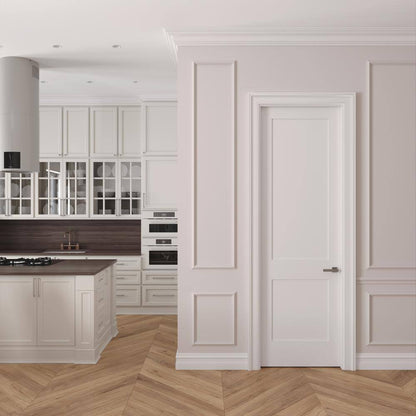 18 In. X 80 In. Right-Handed Solid Core White Primed Composite Single Prehung Interior Door Black Hinges