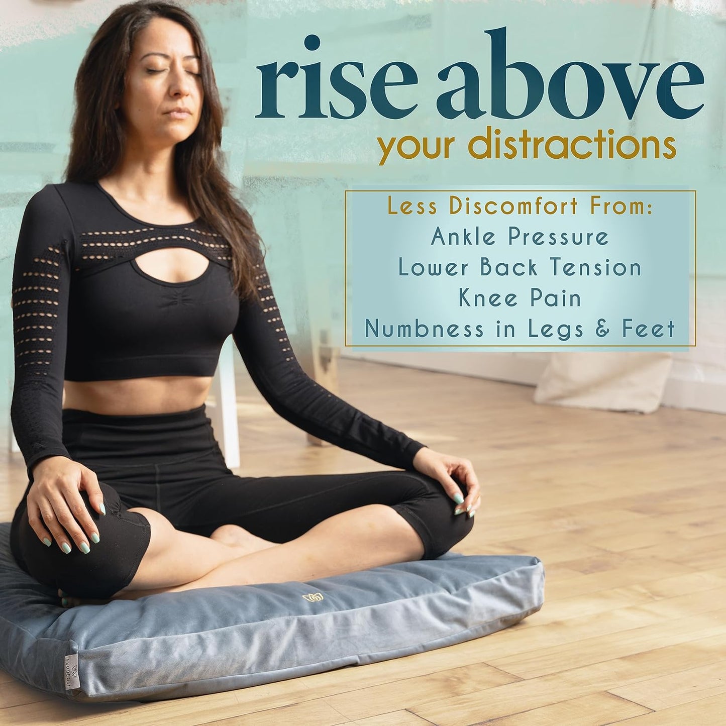 Zabuton Meditation Mat - Luxurious Velvet Floor Cushion with 100% Cotton Insert for Comfortable Sitting and Yoga Practice for All Genders