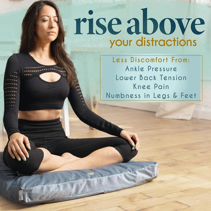 Zabuton Meditation Mat - Luxurious Velvet Floor Cushion with 100% Cotton Insert for Comfortable Sitting and Yoga Practice for All Genders