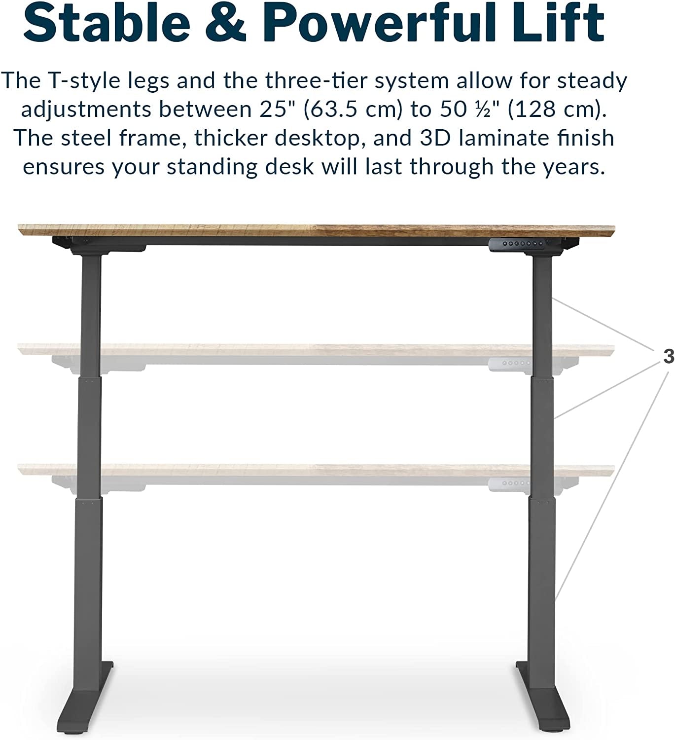 Electric Height Adjustable Standing Desk - Dual Motor with Memory Presets, Stable T-Style Legs - Ideal for Gaming or Home Office Workstation - 60” x 30”, Reclaimed Wood Finish