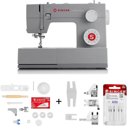 Heavy Duty 4423 High-Speed Sewing Machine with Accessory Kit | Powerful Motor with Enhanced Piercing Capability, 97 Stitch Options, Full Metal Frame, One-Step Buttonhole, and LED Lighting