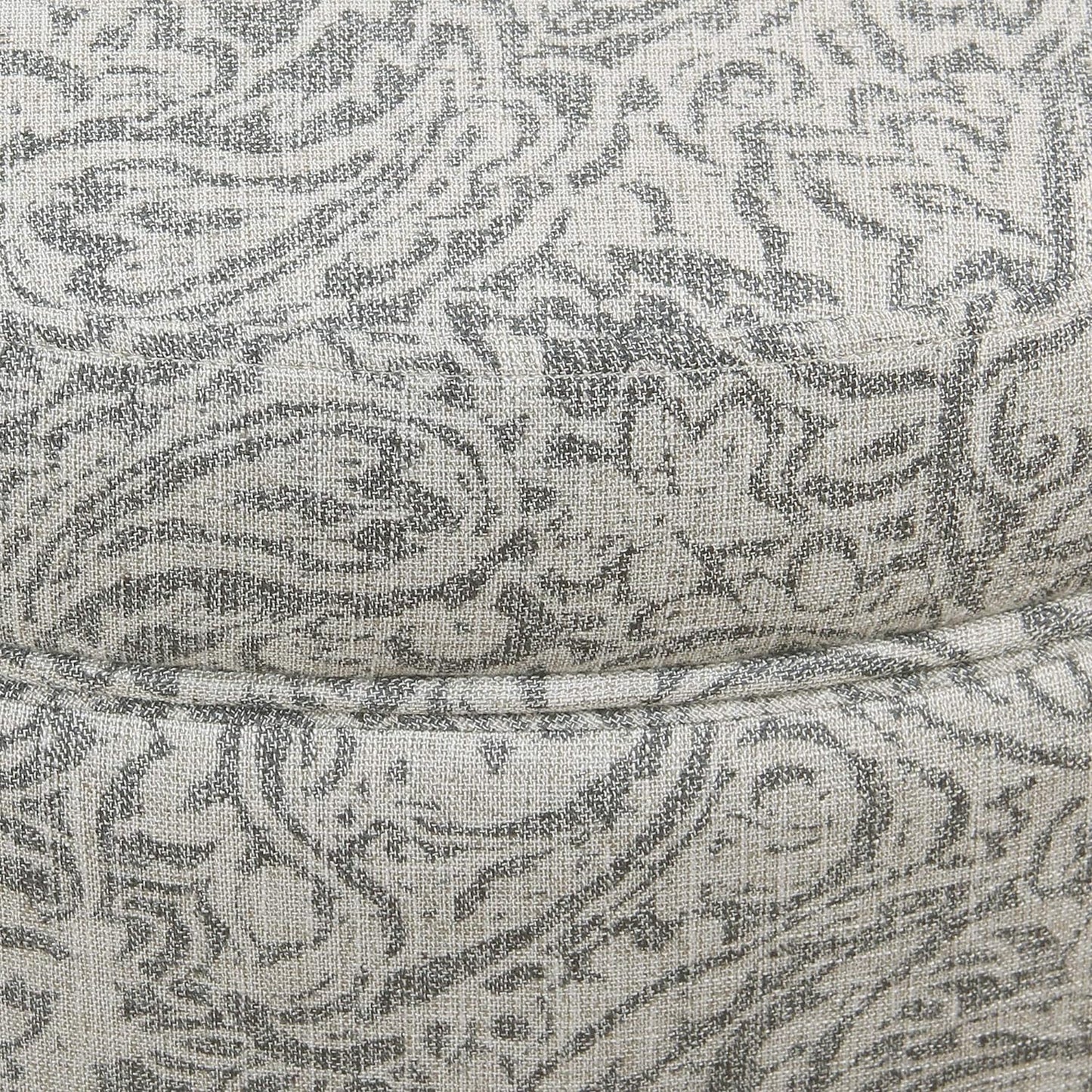 Upholstered Round Storage Ottoman for Living Room and Bedroom in Gray Floral Design