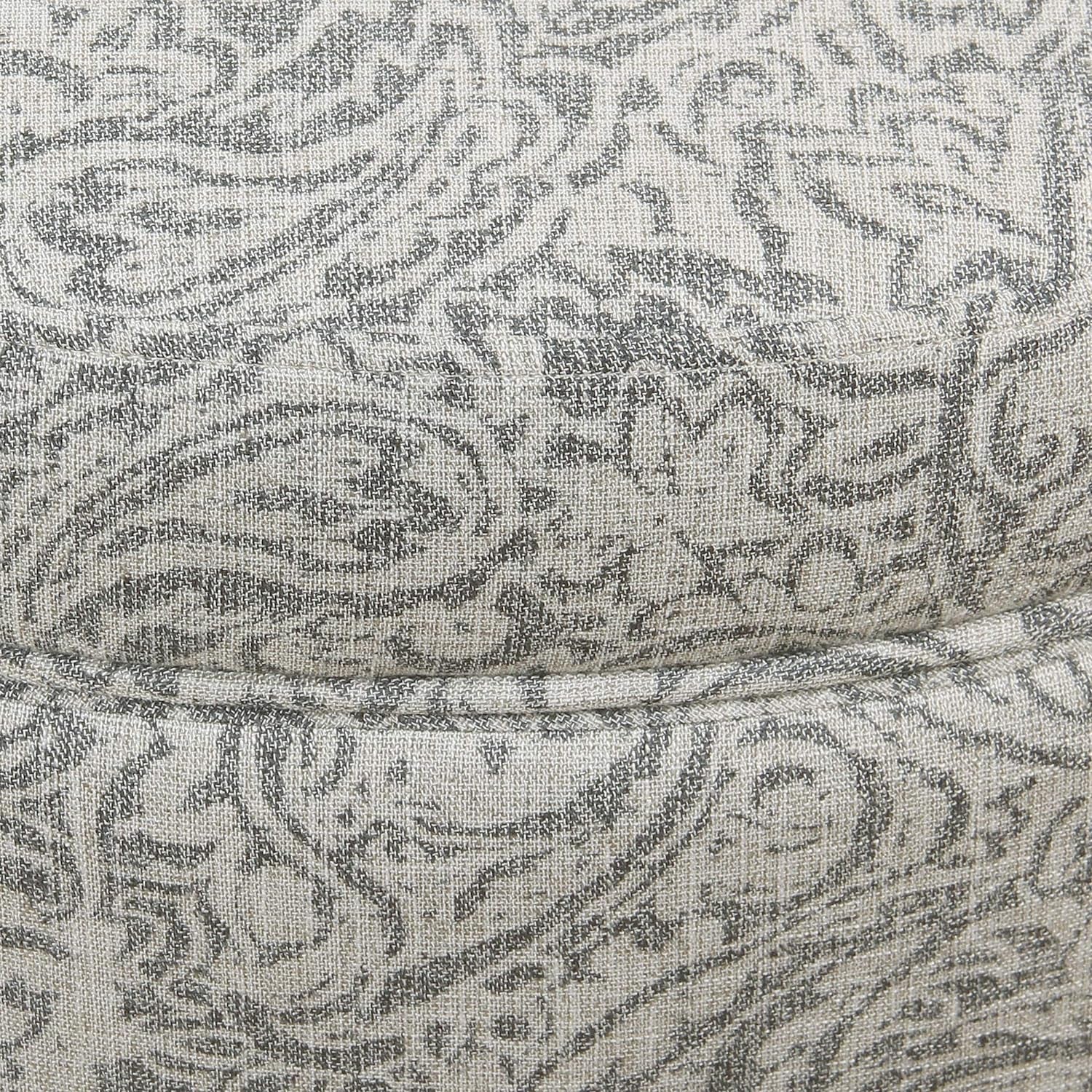 Upholstered Round Storage Ottoman for Living Room and Bedroom in Gray Floral Design