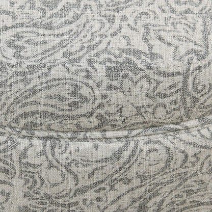 Upholstered Round Storage Ottoman for Living Room and Bedroom in Gray Floral Design