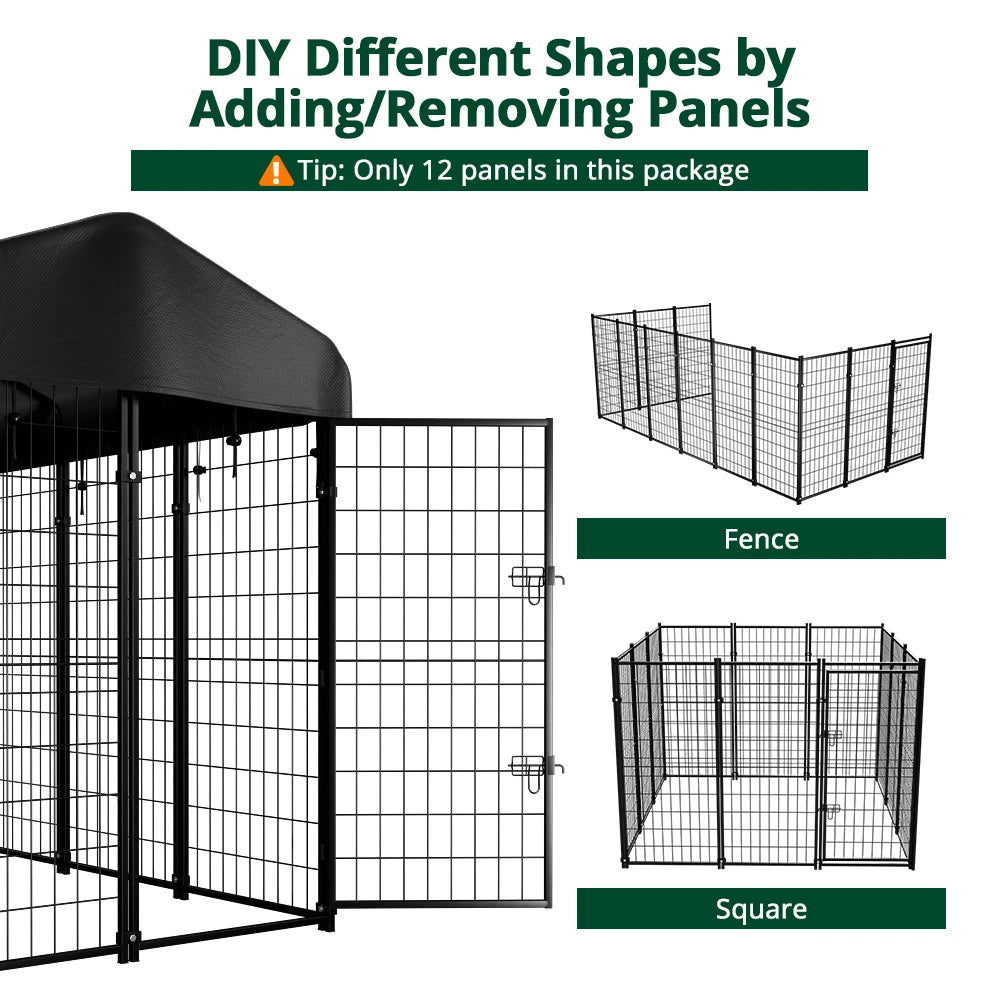 Pawgiant Oversized Large Dog Kennel Outdoor Anti-Uv Dog Playpen House Fence Pet Crate US