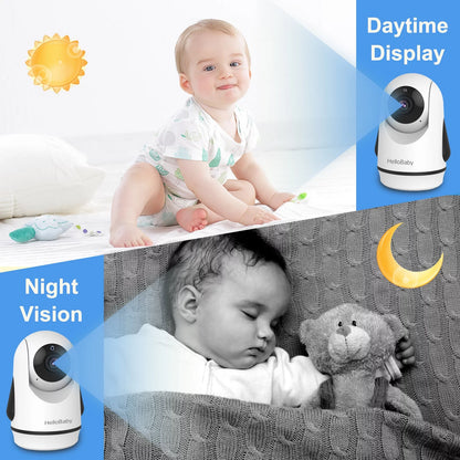 Hb6336 Non-WiFi Baby Monitor with Camera and Audio, 3.2" IPS Color Display, Remote Pan and Zoom, Infrared Night Vision, 1000 Ft Range, Wall Mountable