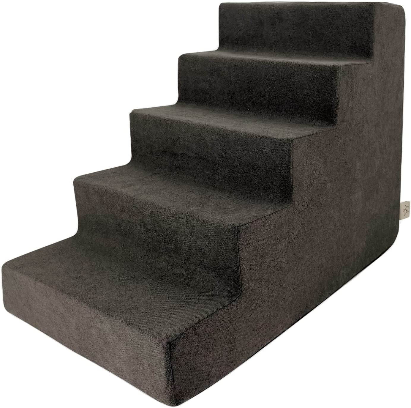 Dog Stairs for Small Dogs & Cats, Foam Pet Steps Portable Ramp for Couch Sofa and High Bed Non-Slip Balanced Indoor Step Support, Paw Safe No Assembly - Dark Brown, 5-Step