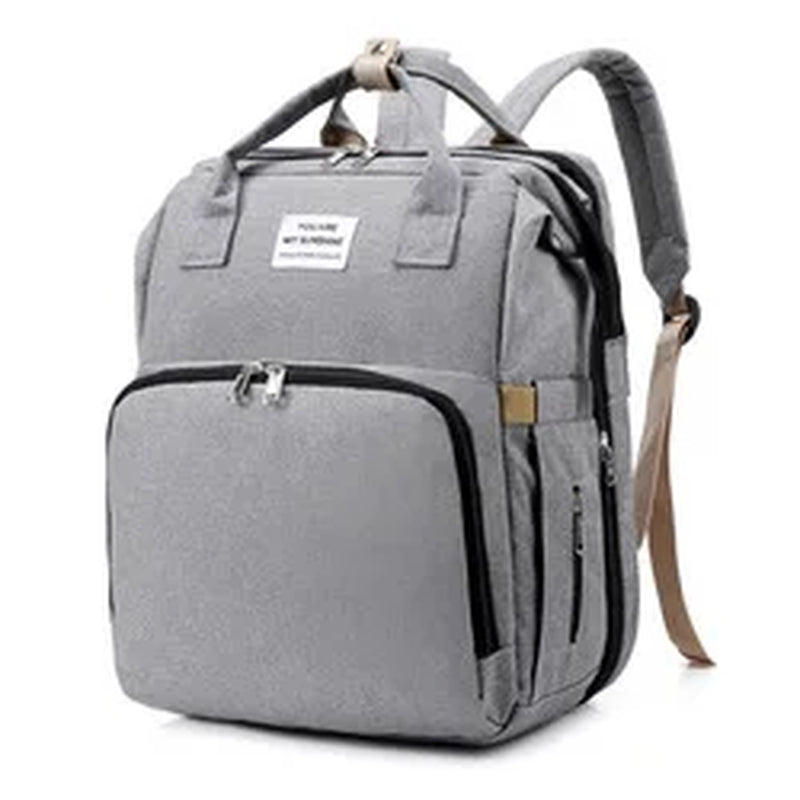 Stylish Multi-Functional Mommy Bag with Folding Baby Bed and Large Capacity for Diapers and Milk Bottles