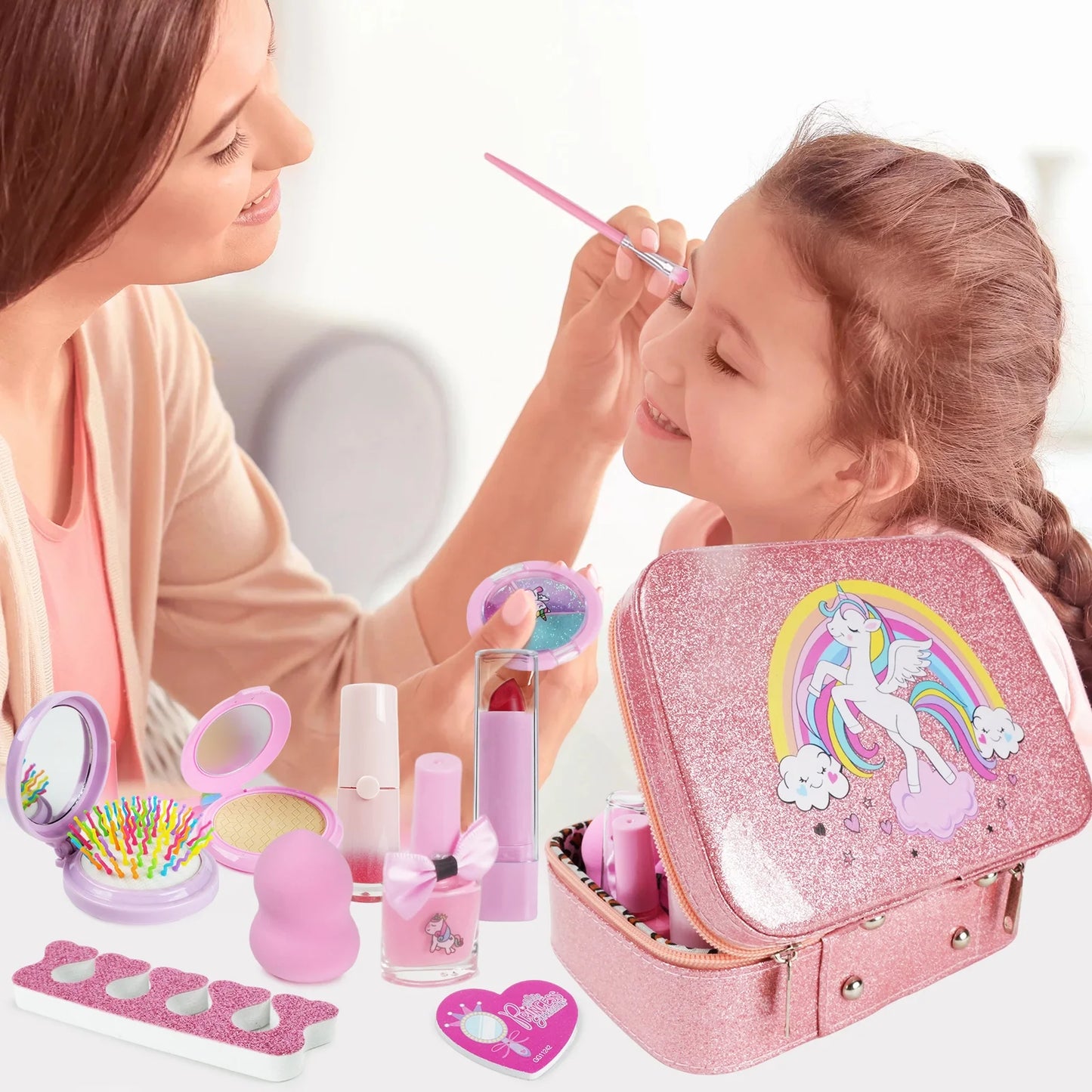 Kids Makeup Set for Girls Washable Real Cosmetic, Safe & Non-Toxic Little Girl Makeup Kit Toys for Girls 3 4 5 6 7 8 9 10 Year Old Birthday Gift for Kids Toddler Girl