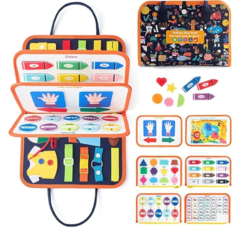 Montessori-Inspired Educational Busy Board for Toddlers Aged 2-4, Ideal for Preschool Learning for Both Boys and Girls