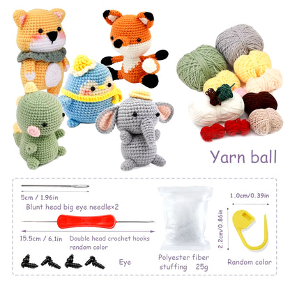 Crochet Animal DIY Kit for Beginners: Complete with Yarn, Needles, and Accessories