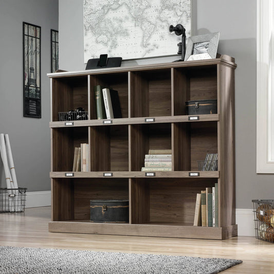 Barrister Lane Storage Bookcase with Identification Label Tags in Salt Oak Finish