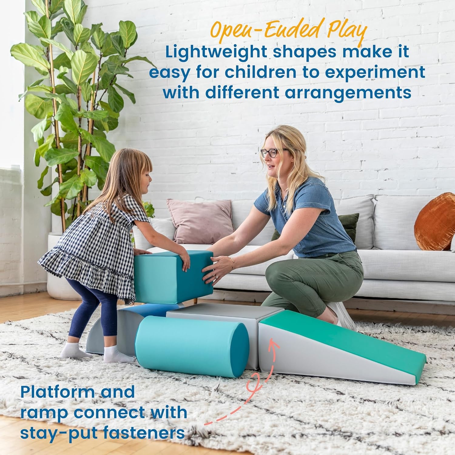 Softzone Contemporary 5-Piece Climbing and Crawling Playset with Building Blocks