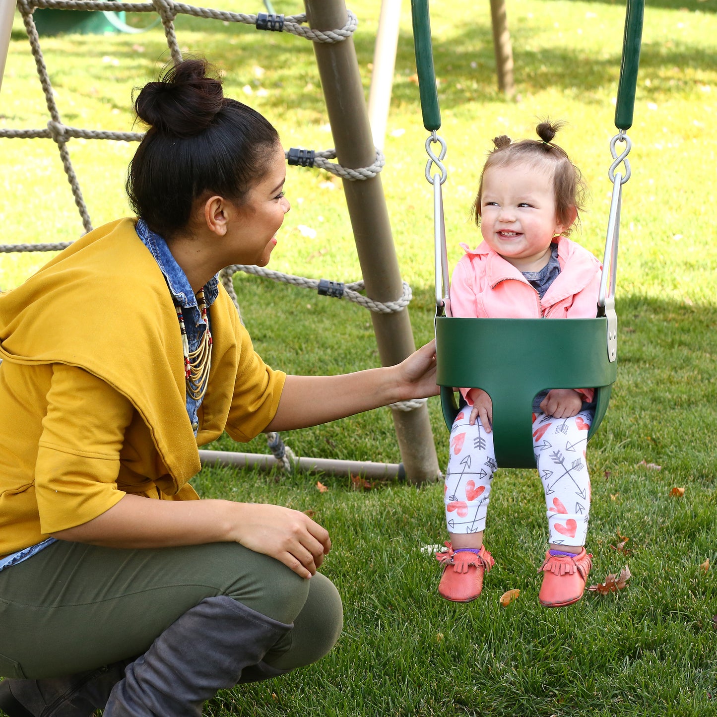 Kid'S Big Stuff Swing Set with Toddler Bucket Swing and Kid'S Almond Picnic Table (91109)