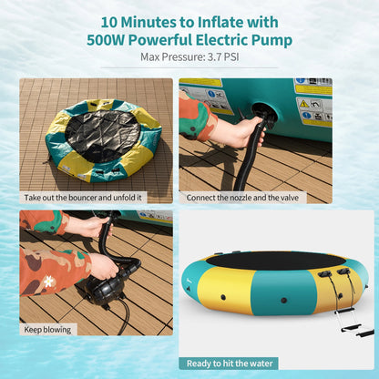 Goplus 12FT Inflatable Water Bouncer Splash Padded Water Trampoline